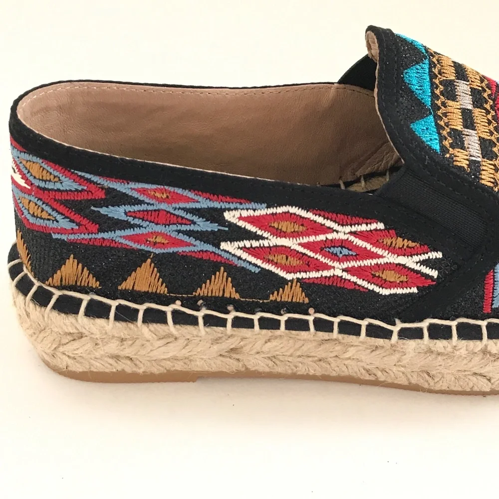 JOHNNY WAS Espadrille Platform Shoe Embroidered Bohemian Women’s Size 6 EU 36